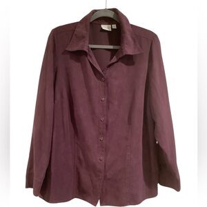 Sonoma Suede Button Down Purple Shirt 1X
